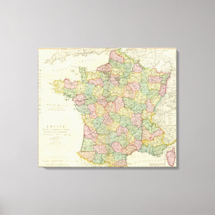 Frankreich-Atlas-Karte mit Bischöfen Leinwanddruck