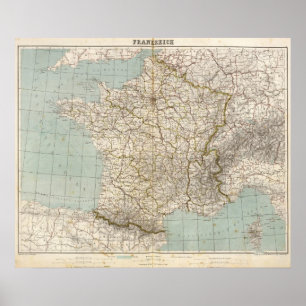 Frankreich-Atlas-Karte Poster