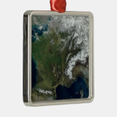 Frankreich aus dem Weltraum Silbernes Ornament (Rechts)
