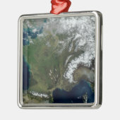 Frankreich aus dem Weltraum Silbernes Ornament (Links)