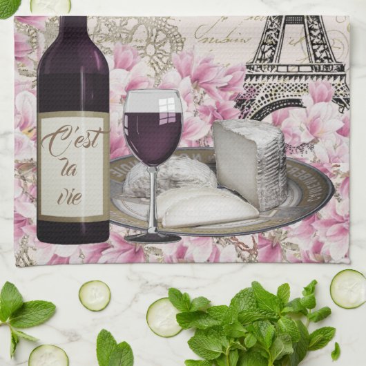 FRANKREICH, AUSFLUG EIFFEL, PARIS, WEIN, GESCHIRRTUCH (Gefaltet)