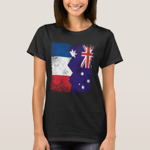 Frankreich Australien Flaggen Halb UK Australische T-Shirt
