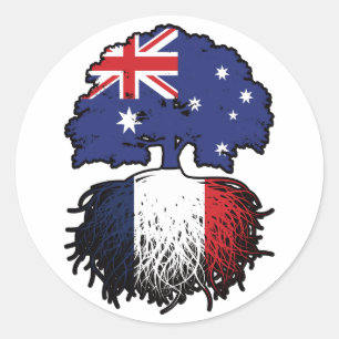 Frankreich - australisches Tree Roots-Flag Runder Aufkleber