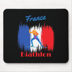 Frankreich Biathlon Langlaufski und Rifle Shooti Mousepad