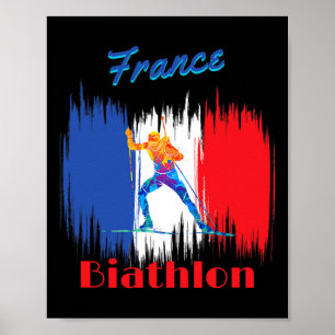 Frankreich Biathlon Langlaufski und Rifle Shooti Poster