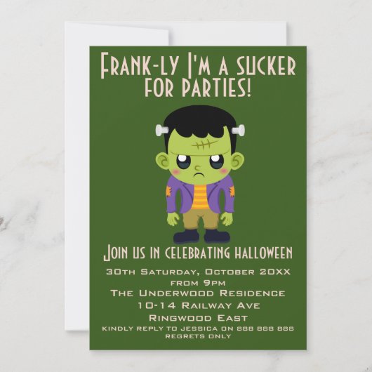 FRANKREICH BIN ICH FÜR PARTYS HALLOWEEN SUCKER EINLADUNG (Vorderseite)