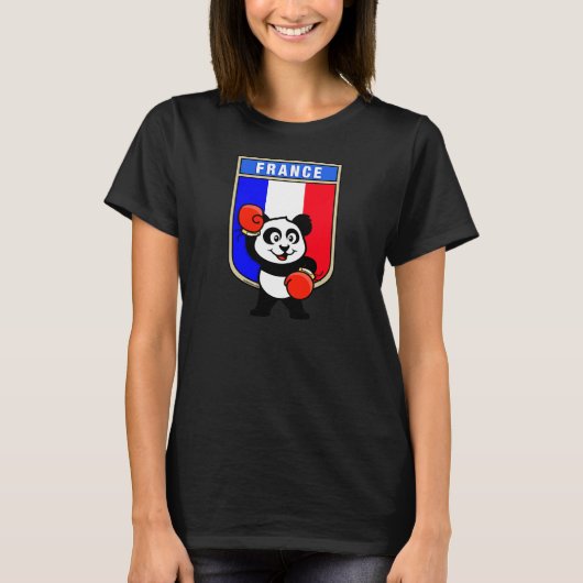 Frankreich Boxing Panda T-Shirt (Vorderseite)