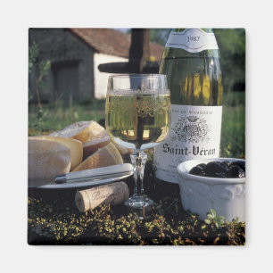 Frankreich, Burgund, Chablis. Lokaler Wein und Magnet