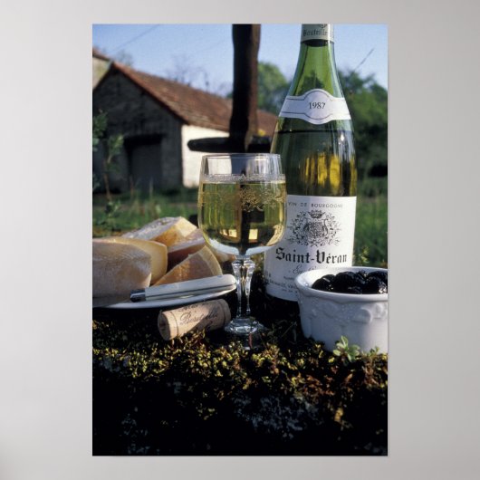 Frankreich, Burgund, Chablis. lokaler Wein und Poster (Vorne)