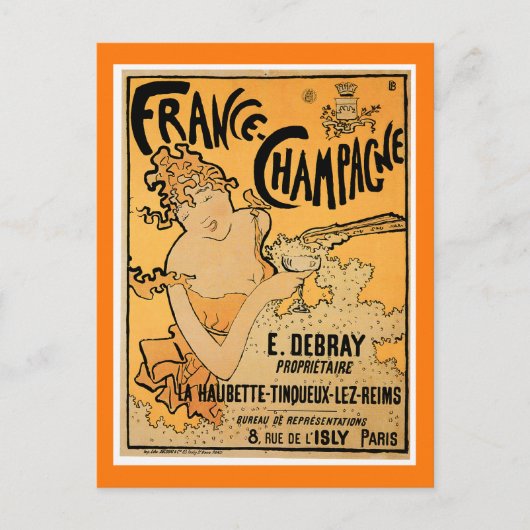 Frankreich Champagne Vintag Drink Postkarte (Vorderseite)