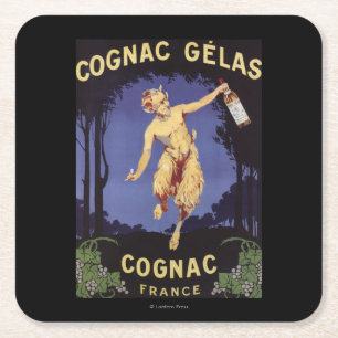 Frankreich Cognac Glas WerbeplakatFrankreich Rechteckiger Pappuntersetzer