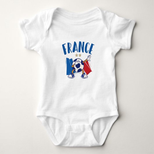 Frankreich Dabbing Fußball-Flagge 2 Sterne Baby Strampler (Vorderseite)