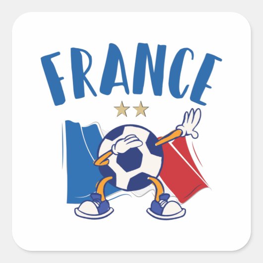 Frankreich Dabbing Fußball-Flagge 2 Sterne Quadratischer Aufkleber (Vorderseite)