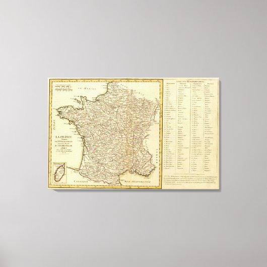 Frankreich Departments Leinwanddruck (Vorderseite)