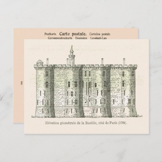 Frankreich, die Bastille im Jahr 1789 Postkarte (Vorne/Hinten)