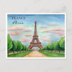 Frankreich Eiffel Tower Aquarellfarben-Postkarte Feiertagspostkarte