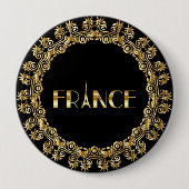 Frankreich, Eiffelturm, elegantes Gold-Design, Button (Vorderseite)
