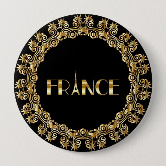 Frankreich, Eiffelturm, elegantes Gold-Design, Button (Vorderseite)