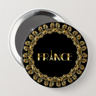 Frankreich, Eiffelturm, elegantes Gold-Design, Button