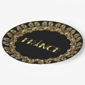 Frankreich, Eiffelturm, elegantes Gold-Design, Pappteller (Schrägansicht)