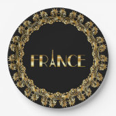 Frankreich, Eiffelturm, elegantes Gold-Design, Pappteller (Vorderseite)