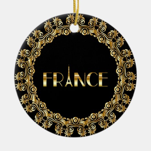 Frankreich, Eiffelturm, Gold Design Keramik Ornament (Vorne)