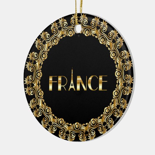 Frankreich, Eiffelturm, Gold Design Keramik Ornament (Links)