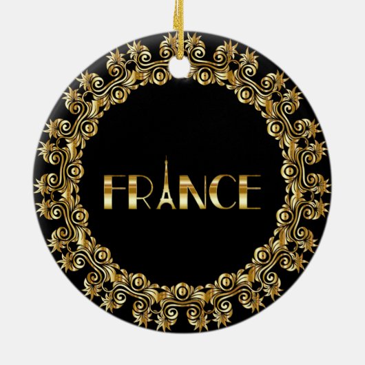 Frankreich, Eiffelturm, Gold Design Keramik Ornament (Hinten)