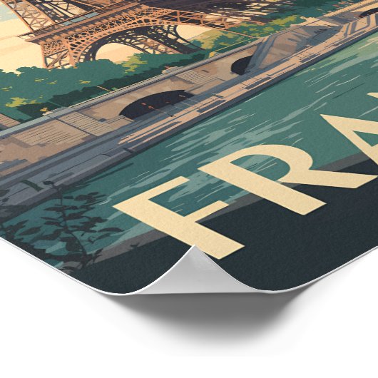 Frankreich Eiffelturm Reisen Vintag Poster (Ecke)