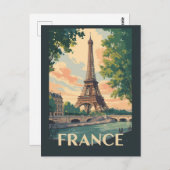 Frankreich Eiffelturm Reisen Vintag Postkarte (Vorne/Hinten)