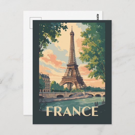 Frankreich Eiffelturm Reisen Vintag Postkarte (Vorne/Hinten)