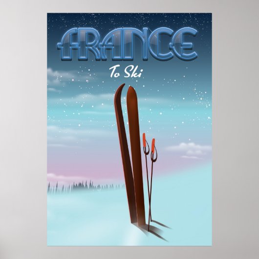 Frankreich - "Eis"-Ski-Urlaubsposter Poster (Vorne)