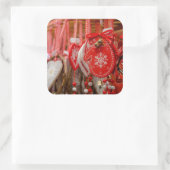 Frankreich, Elsass, Colmar. Weihnachtsmarkt Quadratischer Aufkleber (Tasche)