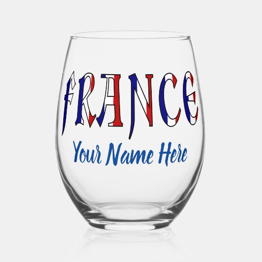 Frankreich - Farben für französische Flaggen Perso Weinglas Ohne Stiel (Vorderseite)