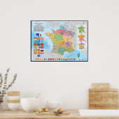 Frankreich Federal, zukunftsorientierte Landkarte Poster (Küche)