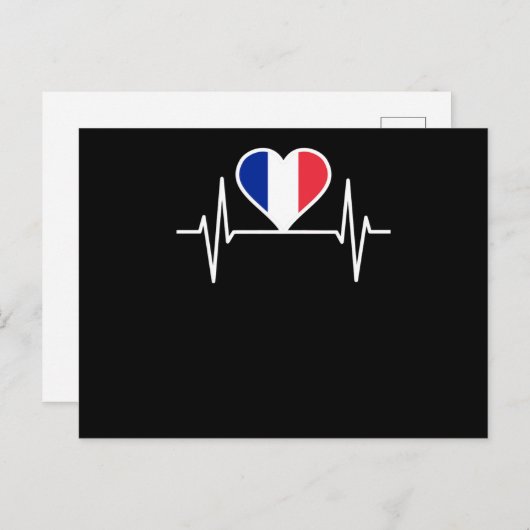 Frankreich - Flag Heartbeat Postkarte (Vorne/Hinten)