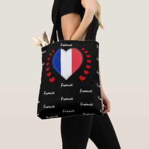 Frankreich Flag & Herz, französische Flagge / Spo Tasche