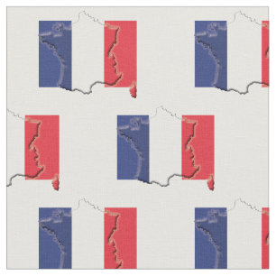 FRANKREICH Flag Map Kontur Stoff
