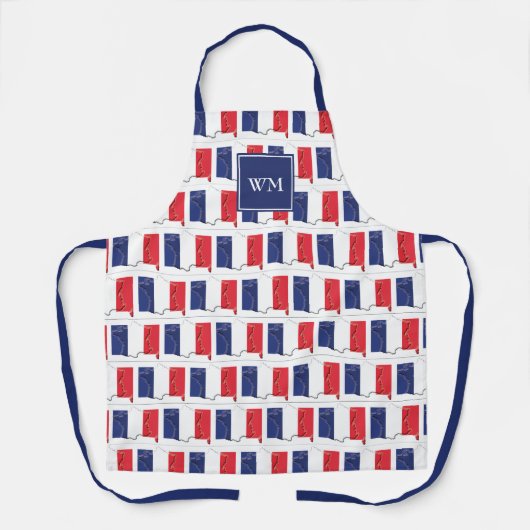 FRANKREICH FLAG MAP | Monogramm | Französisch Schürze (Vorderseite)