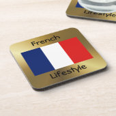 Frankreich - Flag+Text-Untersetzer Getränkeuntersetzer (Linke Seite)