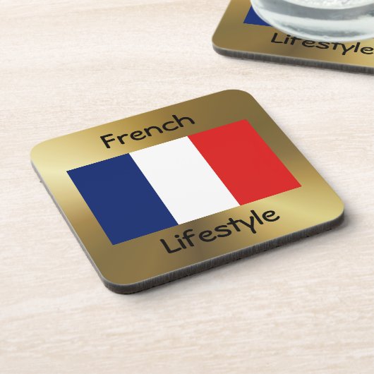 Frankreich - Flag+Text-Untersetzer Getränkeuntersetzer (Linke Seite)