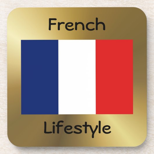 Frankreich - Flag+Text-Untersetzer Getränkeuntersetzer (Vorderseite)