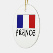 Frankreich Flag & Word Black Keramikornament (Links)