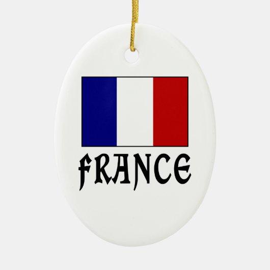 Frankreich Flag & Word Black Keramikornament (Vorne)