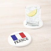 Frankreich Flag & Word Black Untersetzer (Seite)