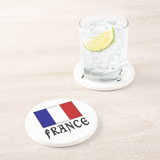 Frankreich Flag & Word Black Untersetzer (Seite)