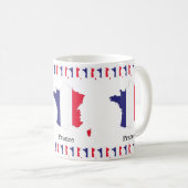 Frankreich Flagge auf Karte Souvenir Design Kaffeetasse (VorderseiteRechts)