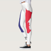 Frankreich Flagge auf Karte Souvenir Design Leggings (Links)