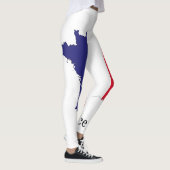 Frankreich Flagge auf Karte Souvenir Design Leggings (Rechts)