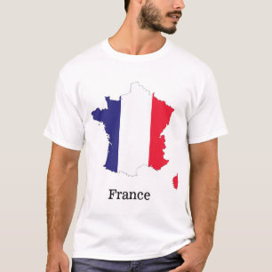 Frankreich Flagge auf Karte Souvenir Design T-Shirt
